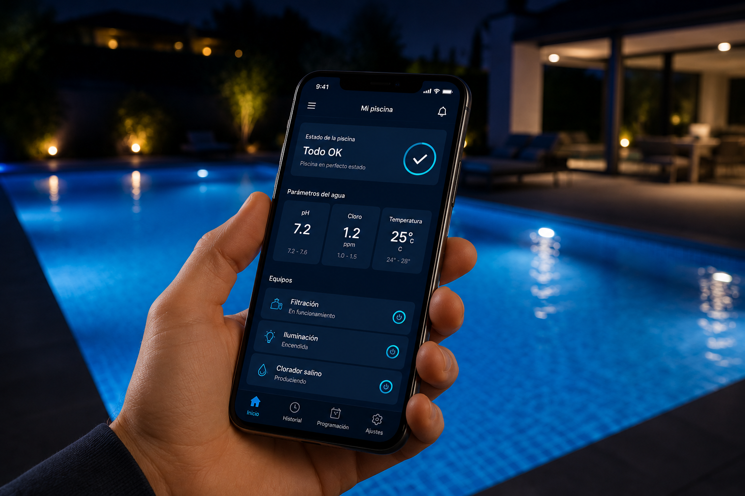 Control de piscina desde móvil